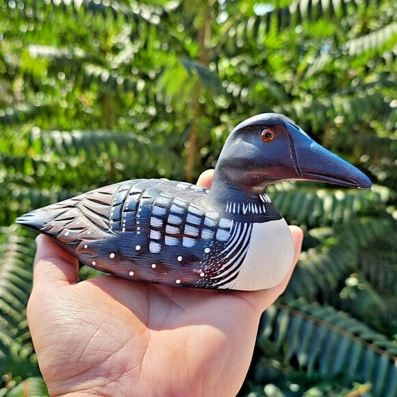Wood Duck Carvings Handmade In Canada 3pc Loon Bird Watching Decoy? Decor - Picture 3 of 16